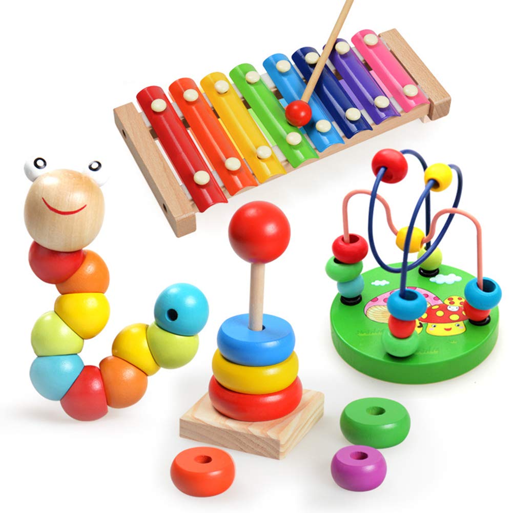 juguetes clásicos, xilofono de colores, pirámide de madera